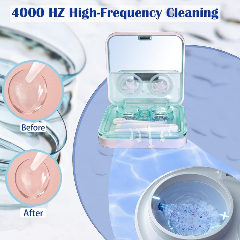 eagosion Contact Lens Cleaner Machine EV Pro, Portable Physical Technology Deep Clean with LED Light Tweezer Soak Case Kit, Magnetic Cleaning Slot USB Charger for Long-Term Lens/Colored Lens/Soft Lens - Image 3